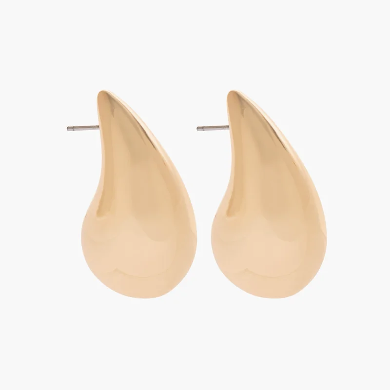 لايف ستايل Metal Stud Earrings in Beige for Women